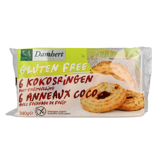 Damhert Kokosringen fruitvulling glutenvrij 240 Gram