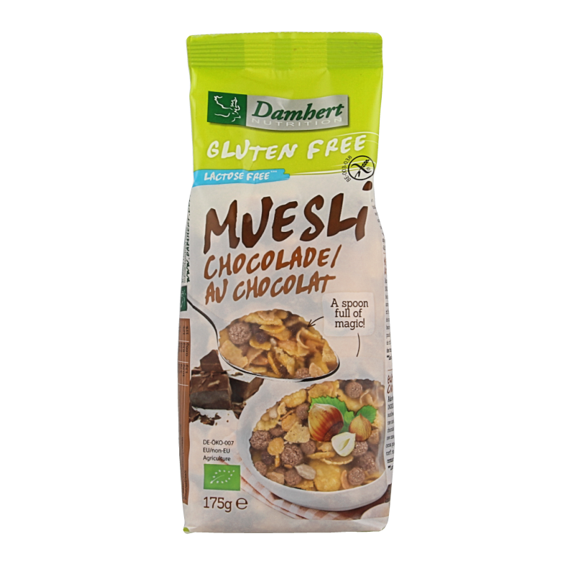Damhert Muesli chocolade glutenvrij bio 175 Gram