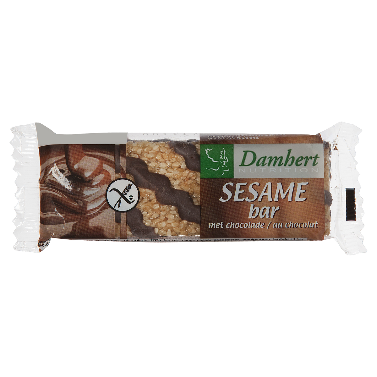 Damhert Sesambar chocolade glutenvrij 45.00 Gram