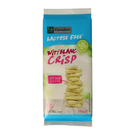 Damhert Witte chocoladetablet crisp gluten- en lactosevrij 100 Gram