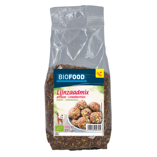Biofood Lijnzaadmix pitten cranberry bio 250 Gram