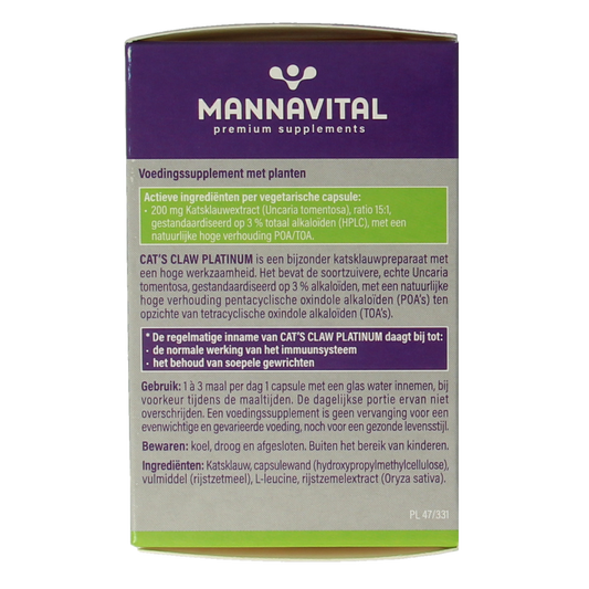 Mannavital Cat's claw platinum 60.00 Capsules