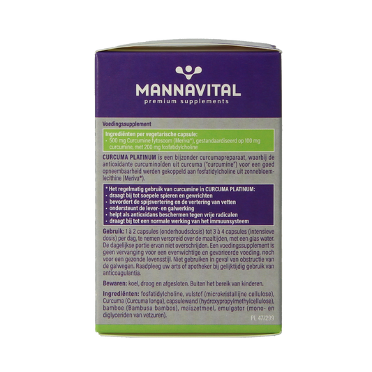 Mannavital Curcuma platinum 60.00 Vegetarische capsules