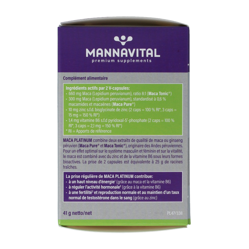 Mannavital Maca platinum 60 Vegetarische capsules