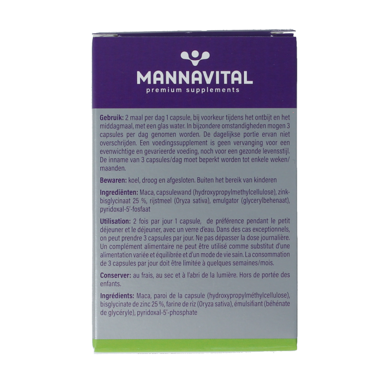 Mannavital Maca platinum 60 Vegetarische capsules