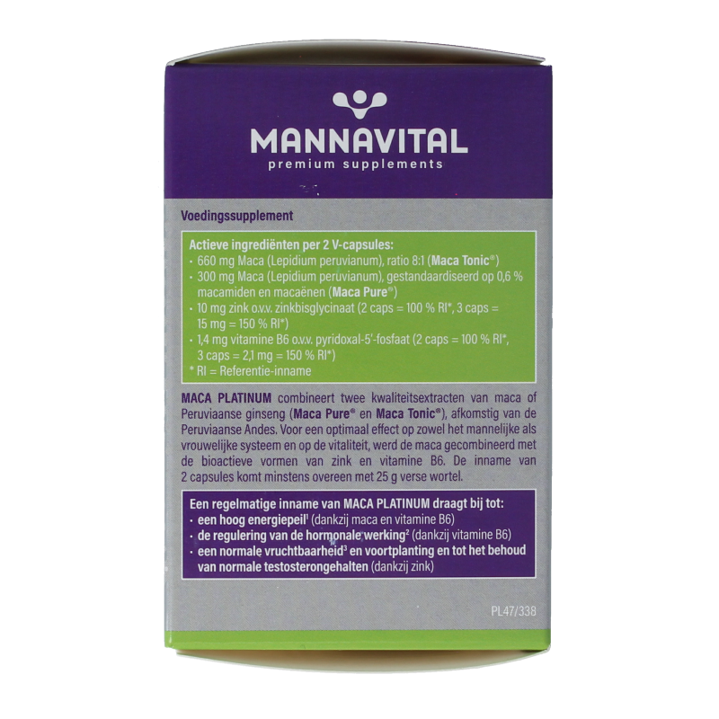 Mannavital Maca platinum 60 Vegetarische capsules