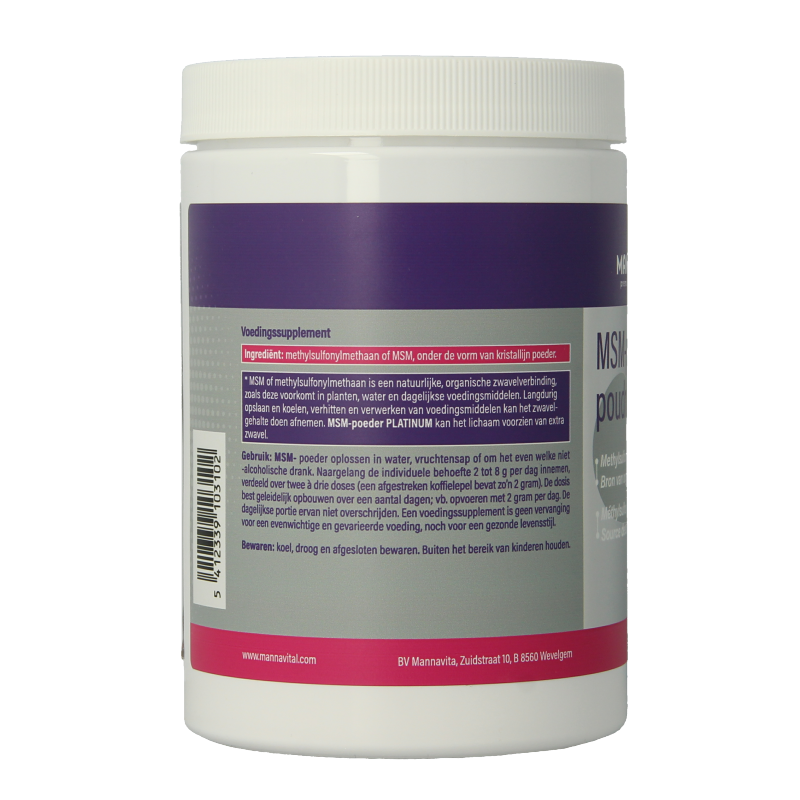 Mannavital MSM poeder platinum 500 Gram