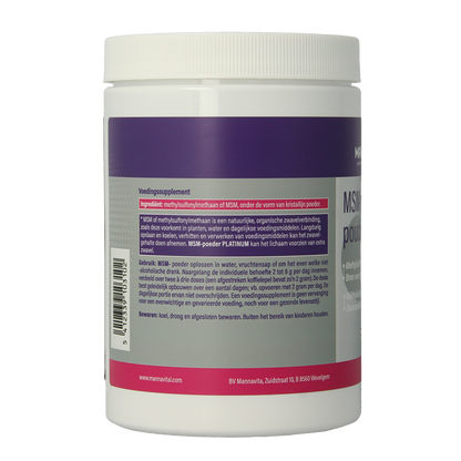 Mannavital MSM poeder platinum 500.00 Gram