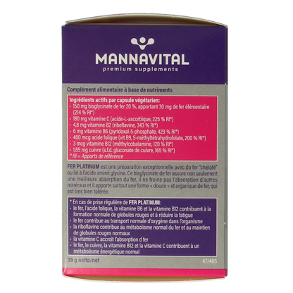 Mannavital IJzer platinum 60.00 Vegetarische capsules
