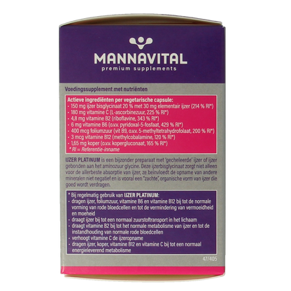 Mannavital IJzer platinum 60.00 Vegetarische capsules