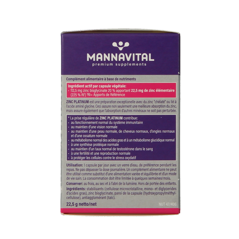 Mannavital Zink platinum 60 Vegetarische capsules