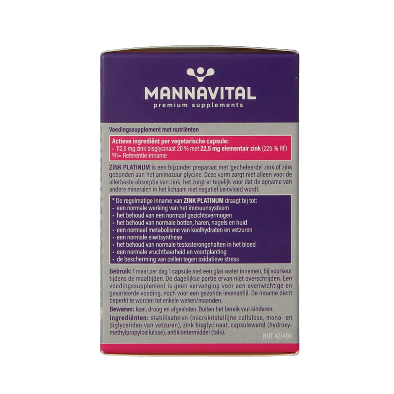Mannavital Zink platinum 60 Vegetarische capsules