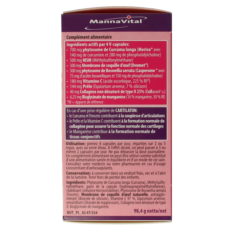 Mannavital Cartilaton 120 Vegetarische capsules