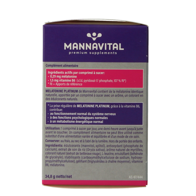 Mannavital Melatonine platinum 120 Smelttabletten