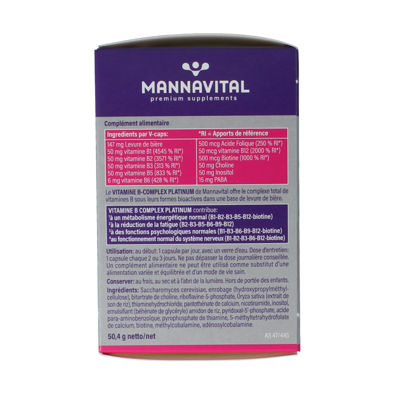 Mannavital Vitamine B complex platinum 60 Vegetarische capsules