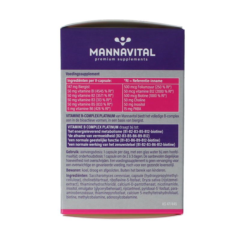Mannavital Vitamine B complex platinum 60 Vegetarische capsules