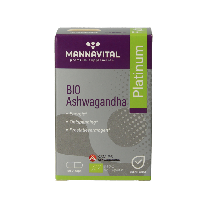 Mannavital Ashwagandha platinum bio 60 Vegetarische capsules