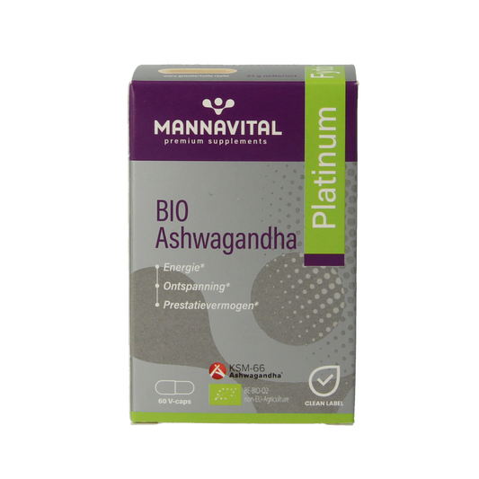 Mannavital Ashwagandha platinum bio 60 Vegetarische capsules