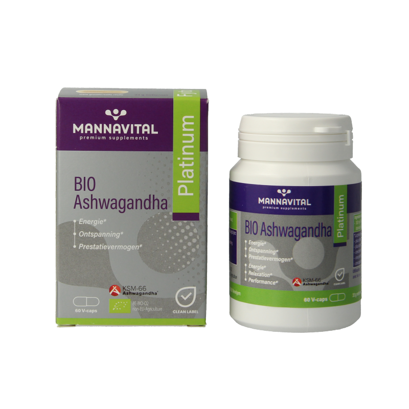 Mannavital Ashwagandha platinum bio 60 Vegetarische capsules