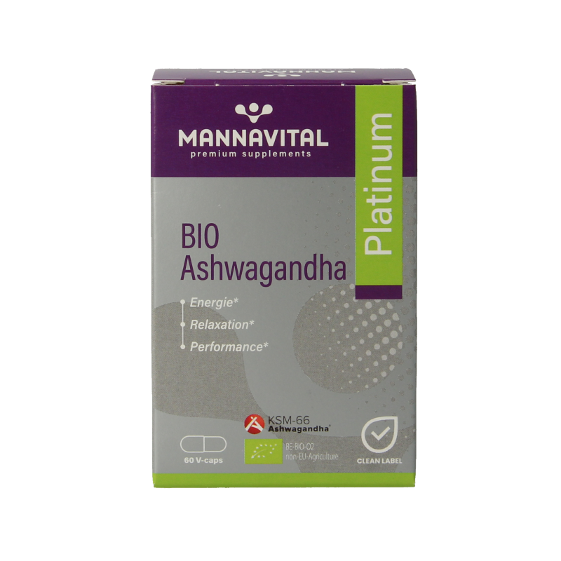 Mannavital Ashwagandha platinum bio 60 Vegetarische capsules
