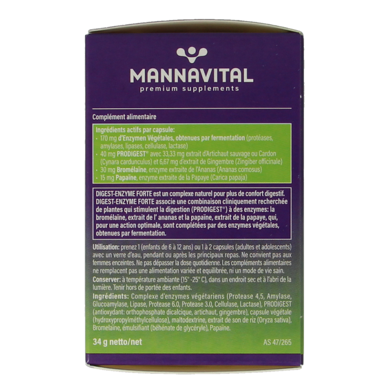 Mannavital Digest enzyme forte 60 Vegetarische capsules