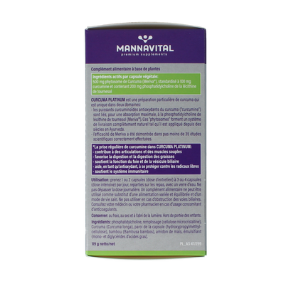 Mannavital Curcuma platinum 180.00 Vegetarische capsules