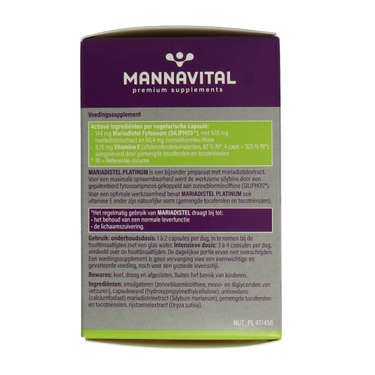Mannavital Mariadistel platinum 60.00 Vegetarische capsules