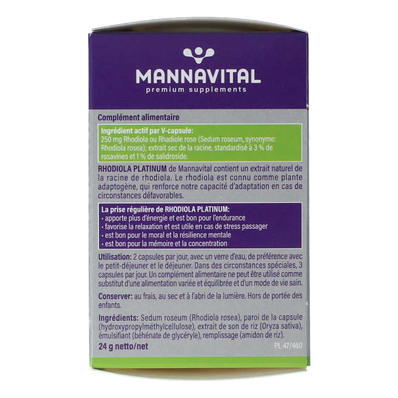 Mannavital Rhodiola platinum 60 Vegetarische capsules