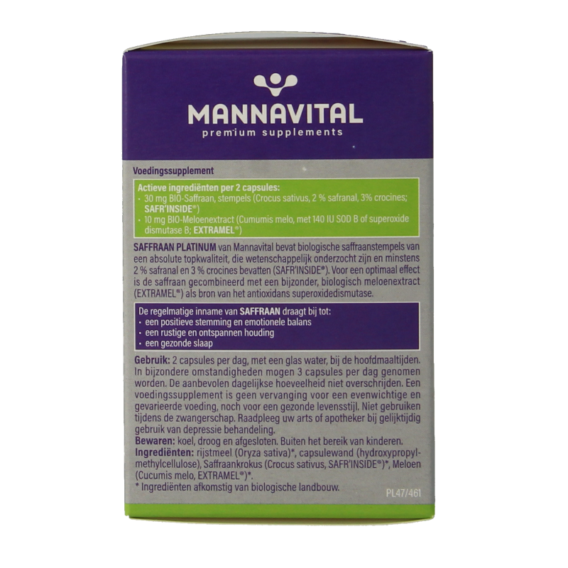Mannavital Saffraan platinum 60 Vegetarische capsules