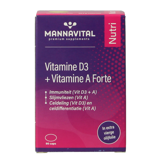 Mannavital Vitamine D3 + vitamine A forte 90.00 Capsules