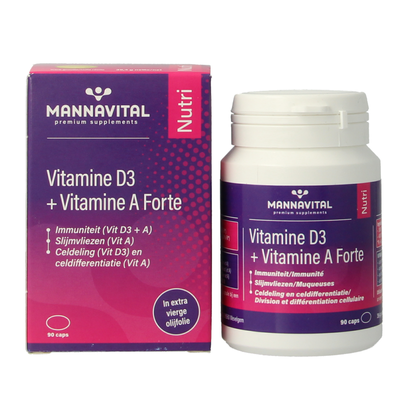 Mannavital Vitamine D3 + vitamine A forte 90 Capsules