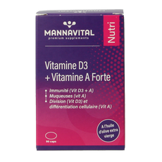 Mannavital Vitamine D3 + vitamine A forte 90.00 Capsules