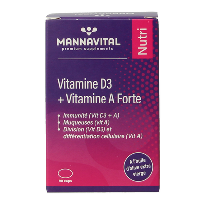 Mannavital Vitamine D3 + vitamine A forte 90.00 Capsules