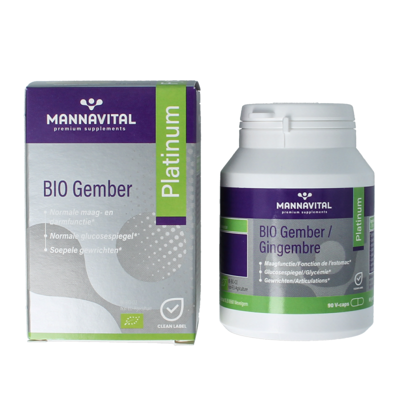 Mannavital Gember platinum bio 90 Vegetarische capsules