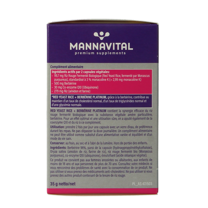 Mannavital Rode rijst + berberine platinum 60.00 Vegetarische capsules