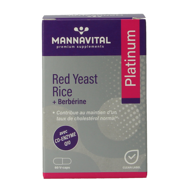 Mannavital Rode rijst + berberine platinum 60 Vegetarische capsules