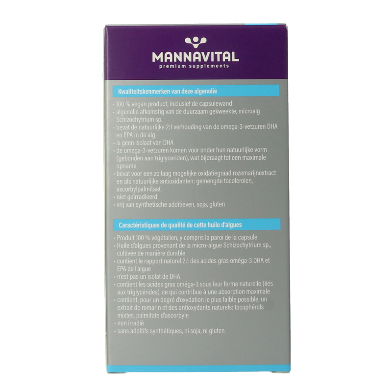 Mannavital Omega-3 algenolie platinum 60 Softgels