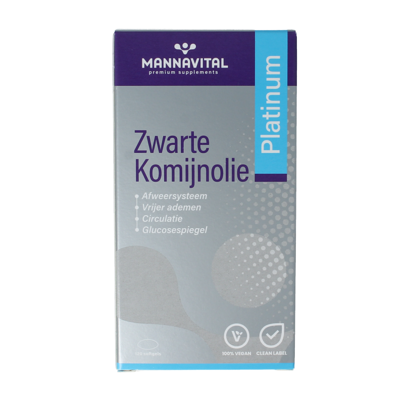 Mannavital Zwarte komijnolie platinum 120 Softgels