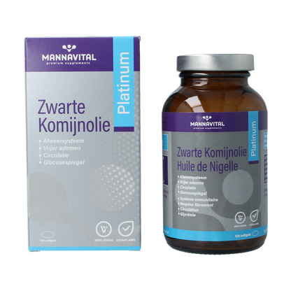 Mannavital Zwarte komijnolie platinum 120 Softgels