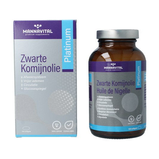Mannavital Zwarte komijnolie platinum 120 Softgels