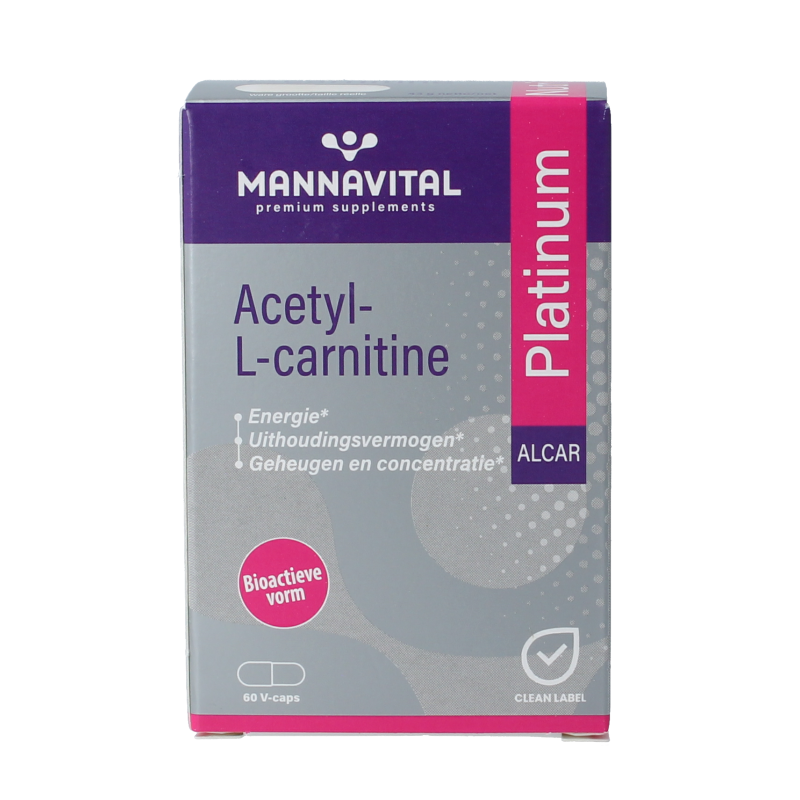 Mannavital Acetyl-L-Carnitine platinum 60 Vegetarische capsules