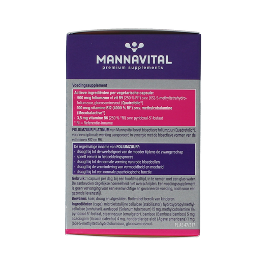 Mannavital Foliumzuur platinum 90.00 Vegetarische capsules