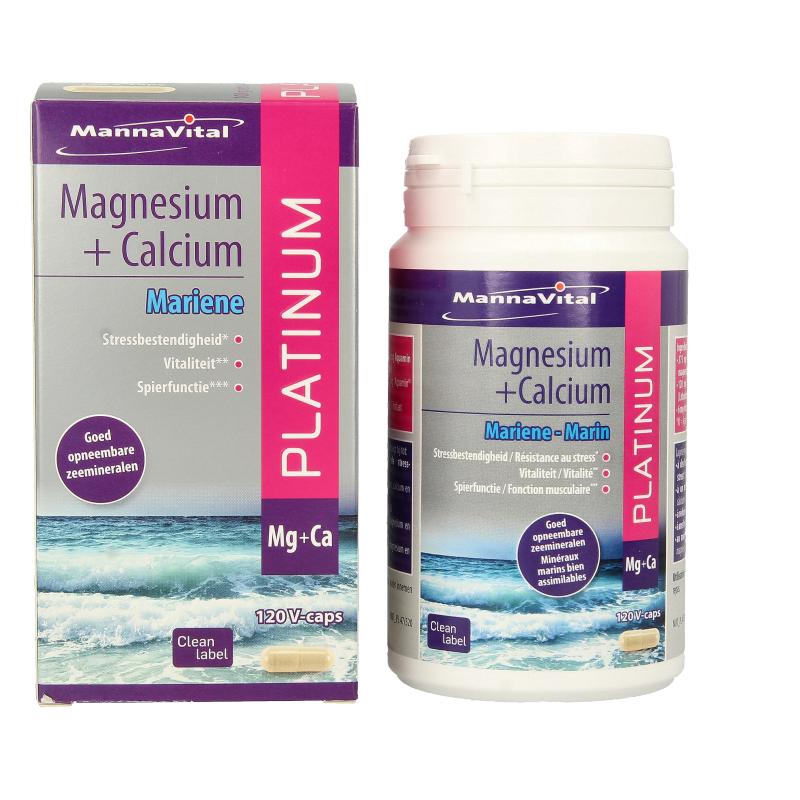 Mannavital Mariene magnesium + calcium platinum 120 Vegetarische capsules