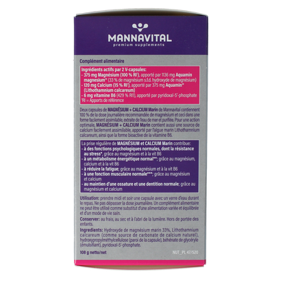 Mannavital Mariene magnesium + calcium platinum 120 Vegetarische capsules