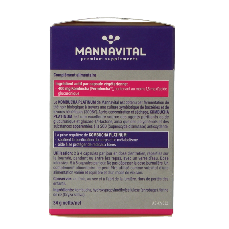 Mannavital Kombucha platinum 60 Vegetarische capsules