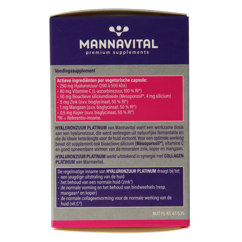 Mannavital Hyaluronzuur platinum 60 Capsules