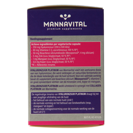 Mannavital Hyaluronzuur platinum 60.00 Capsules