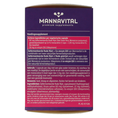 Mannavital Gefermenteerde rode rijst 60.00 Vegetarische capsules