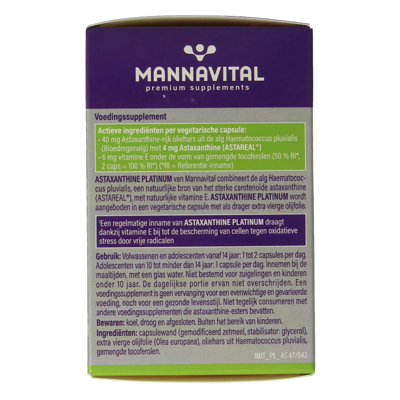 Mannavital Astaxanthine platinum 60 Vegetarische capsules
