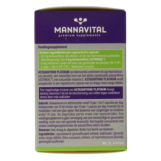 Mannavital Astaxanthine platinum 60.00 Vegetarische capsules